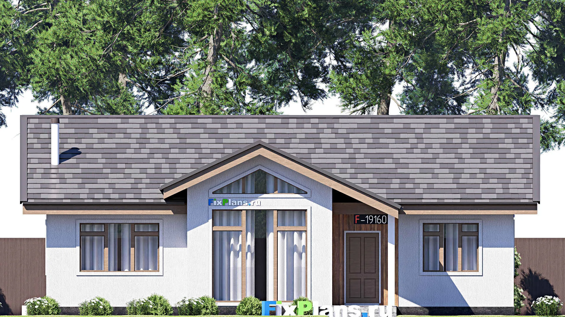 F-19160 - План одноэтажного дома 11 на 14, площадью 120 м² с 3 спальнями