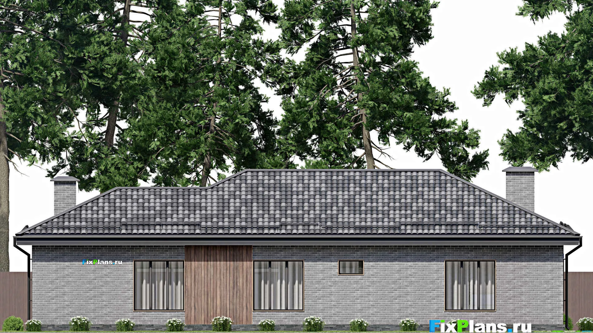 F-7604 - Проект одноэтажного дома 16 на 21, площадью 190 м² с баней, бассейном и 2 спальнями