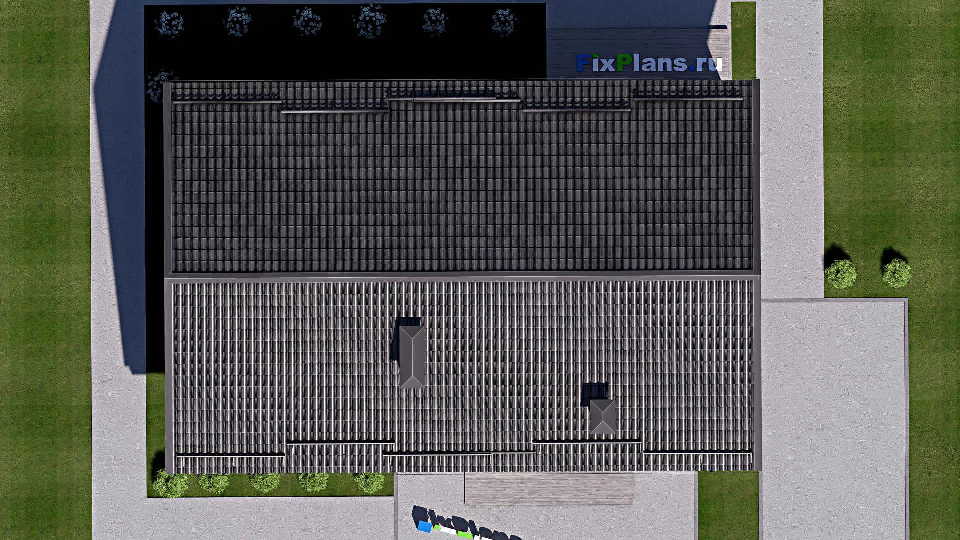 F-13031 - План одноэтажного дома 14 на 15, площадью 130 м² с террасой и 3 спальнями