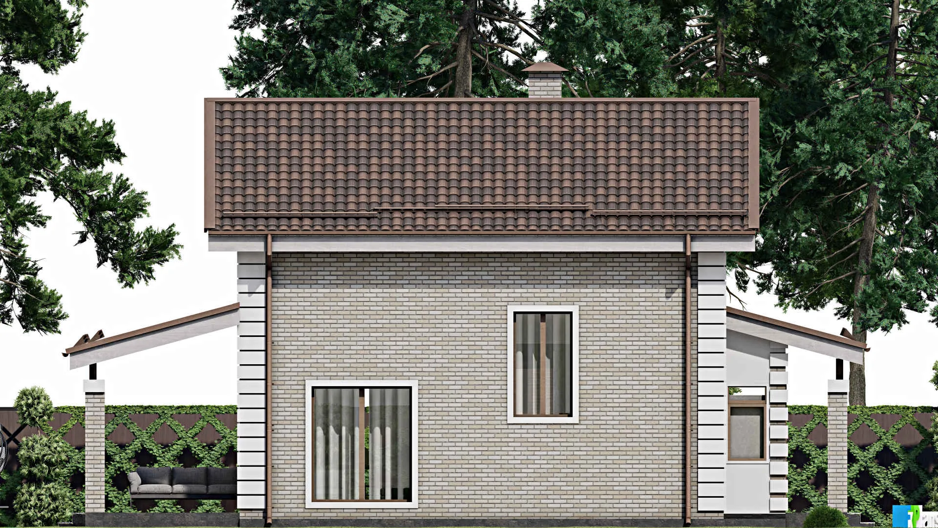 F-9854 - Проект дома с мансардой 10 на 15, площадью 160 м² с террасой и 3 спальнями