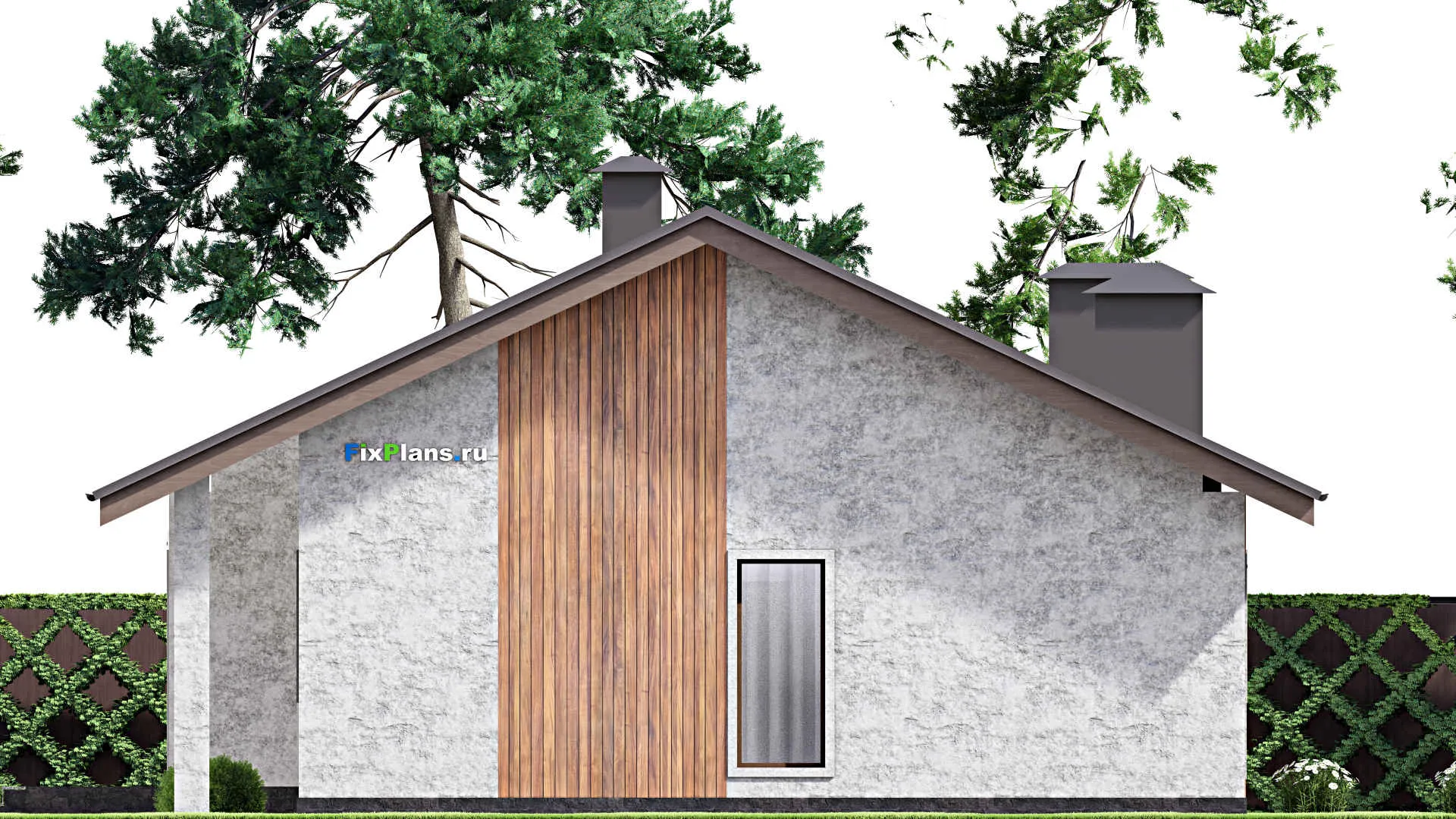 F-13382 - Проект одноэтажного дома 14 на 30, площадью 290 м² с террасой и 4 спальнями