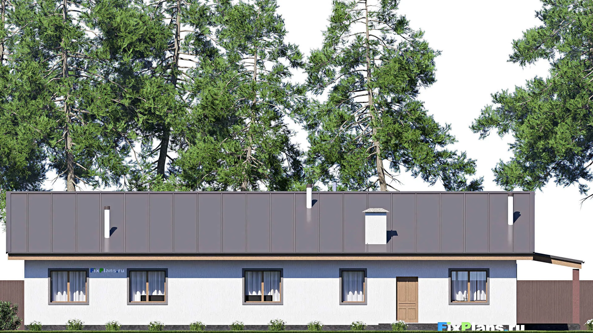 F-17648 - Проект одноэтажного дома 14 на 26, площадью 260 м² с террасой и 4 спальнями