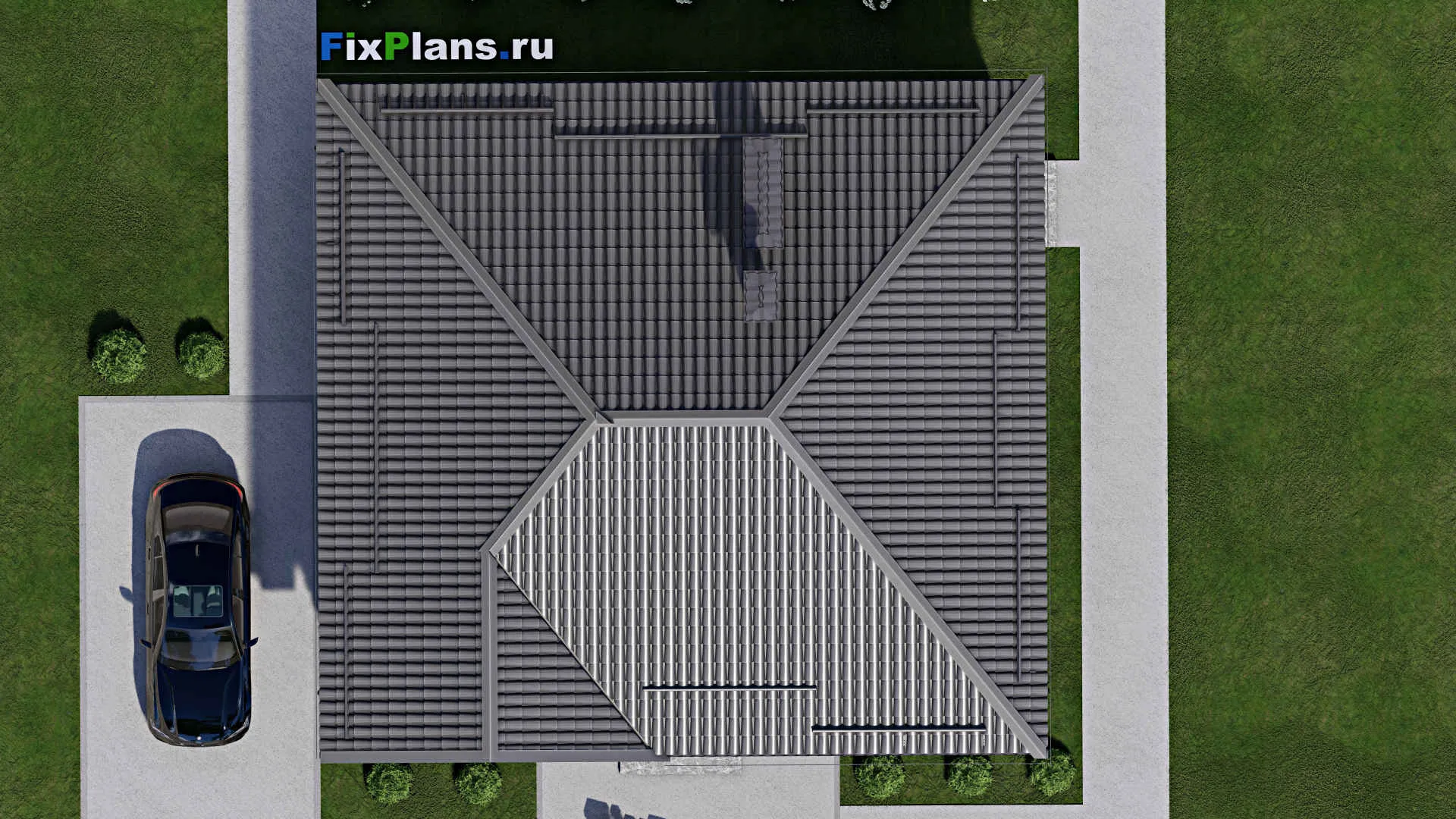 F-4895 - План одноэтажного дома 11 на 12, площадью 90 м² с 2 спальнями