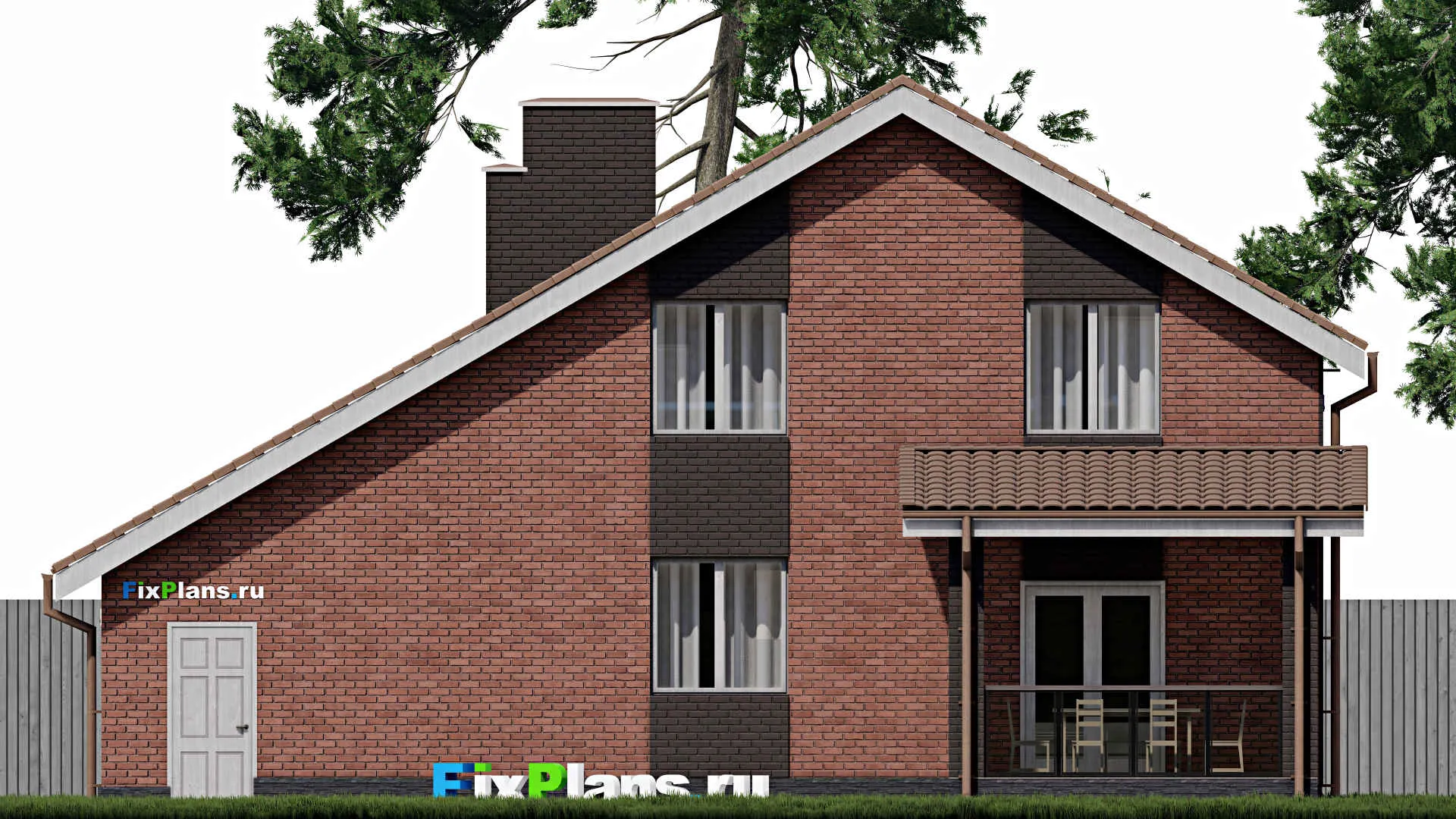 F-0323 - Проект дома с мансардой 11 на 14, площадью 180 м² с террасой, балконом, гаражом на 1 машину и 4 спальнями