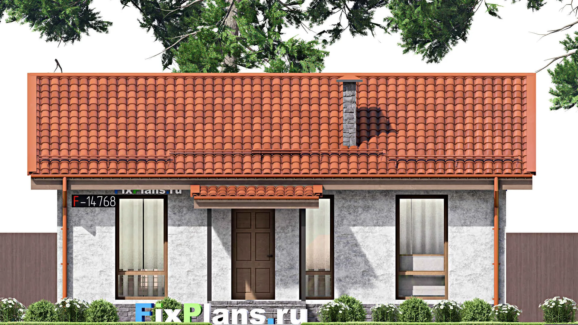 F-14768 - План одноэтажного дома 10 на 11, площадью 70 м² с 2 спальнями