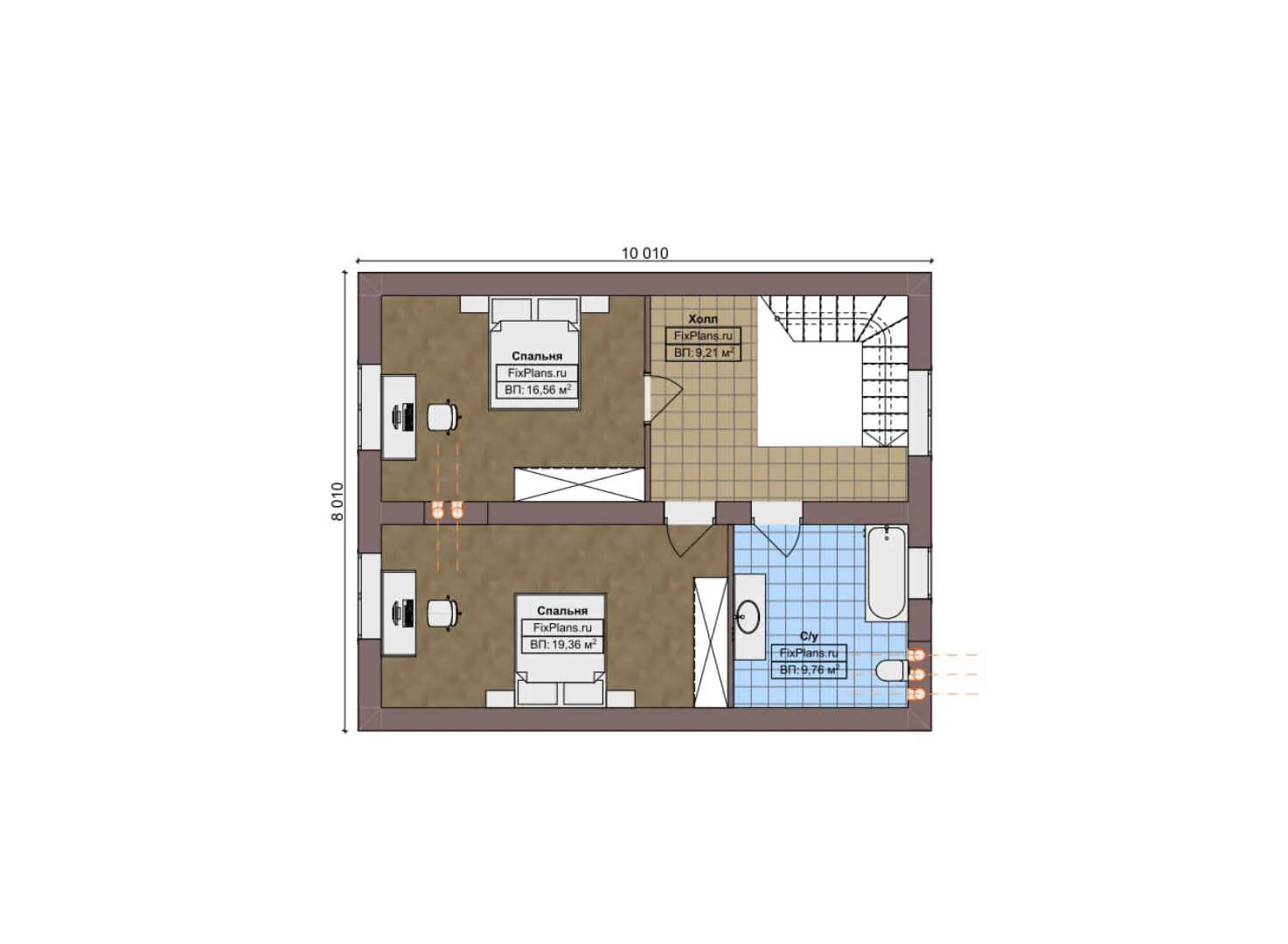 F-4796 - Планы дома с мансардой 9 на 11, площадью 140 м² с террасой и 3 спальнями