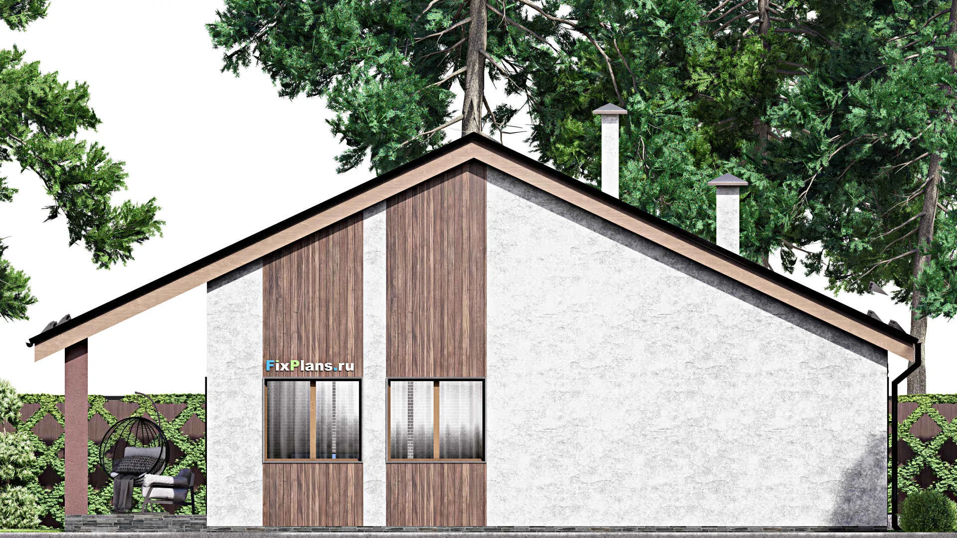 F-13175 - Проект одноэтажного дома 15 на 16, площадью 190 м² с террасой и 3 спальнями