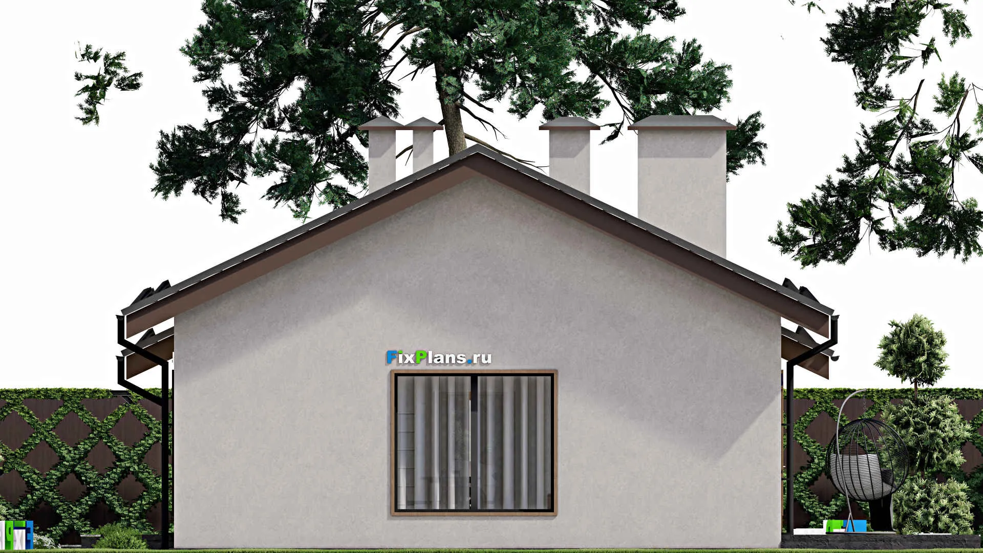 F-7595 - Проект одноэтажного дома 10 на 15, площадью 160 м² с террасой, гаражом на 1 машину и 3 спальнями