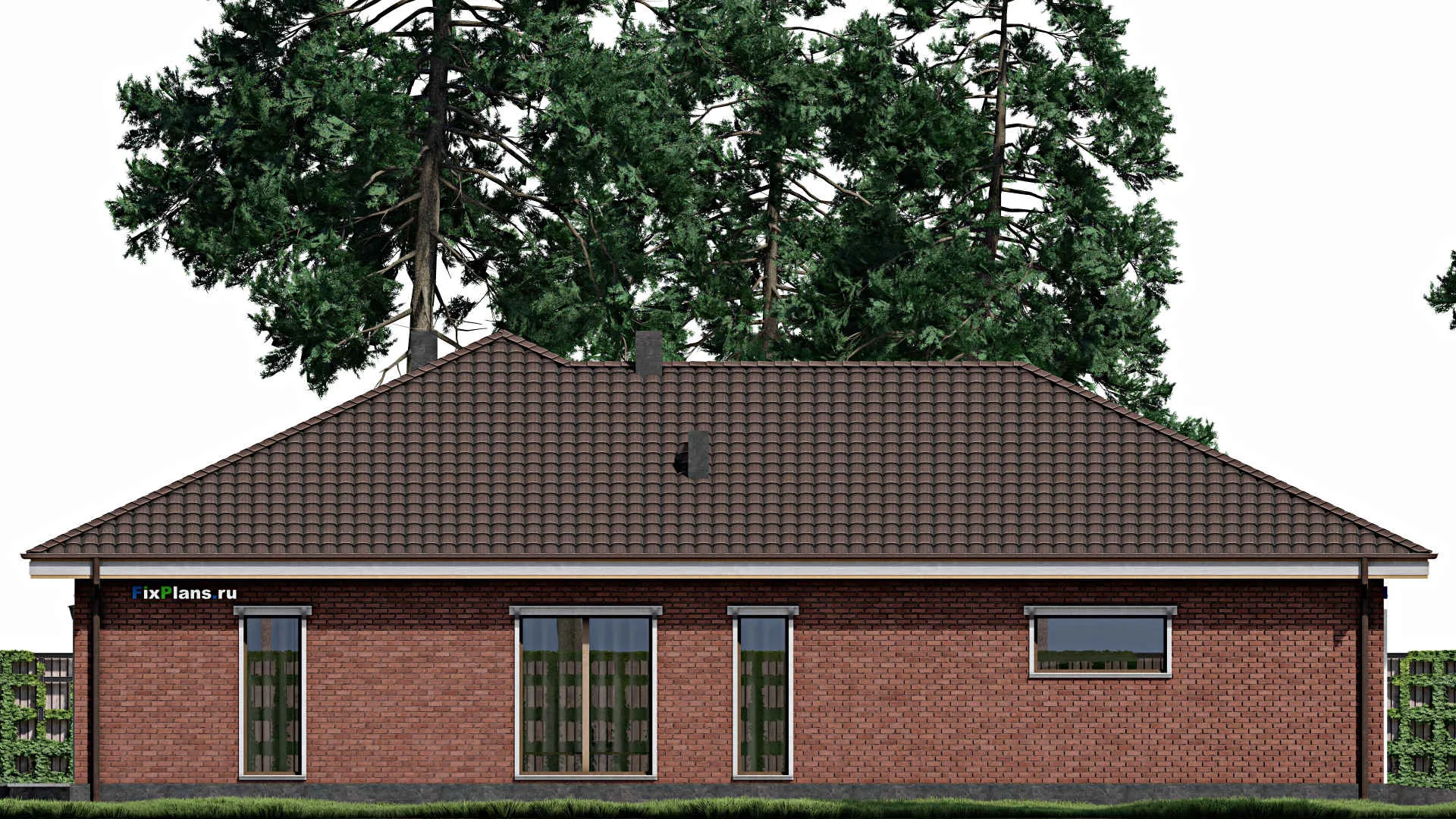 F-0458 - Проект одноэтажного дома 16 на 20, площадью 450 м² с террасой, гаражом на 2 машины и 6 спальнями