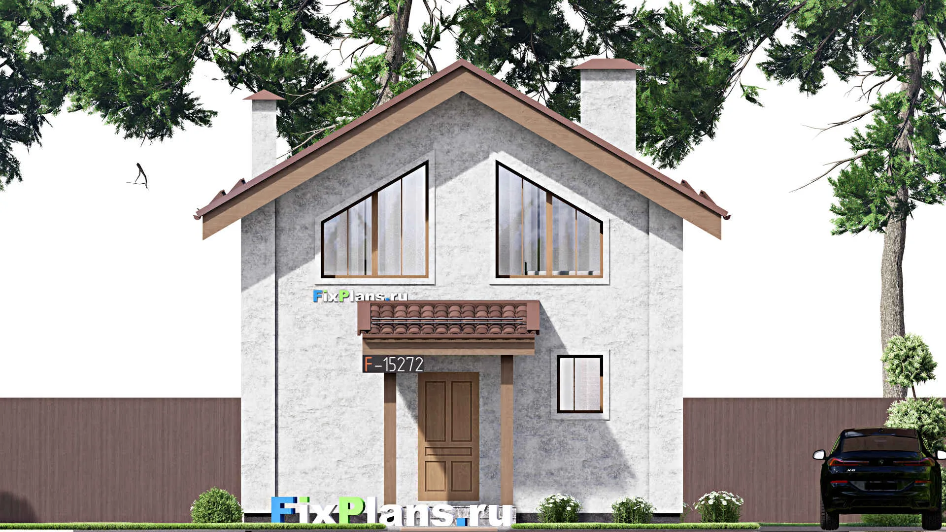 F-15272 - Проект дома с мансардой 8 на 11, площадью 90 м² с 3 спальнями