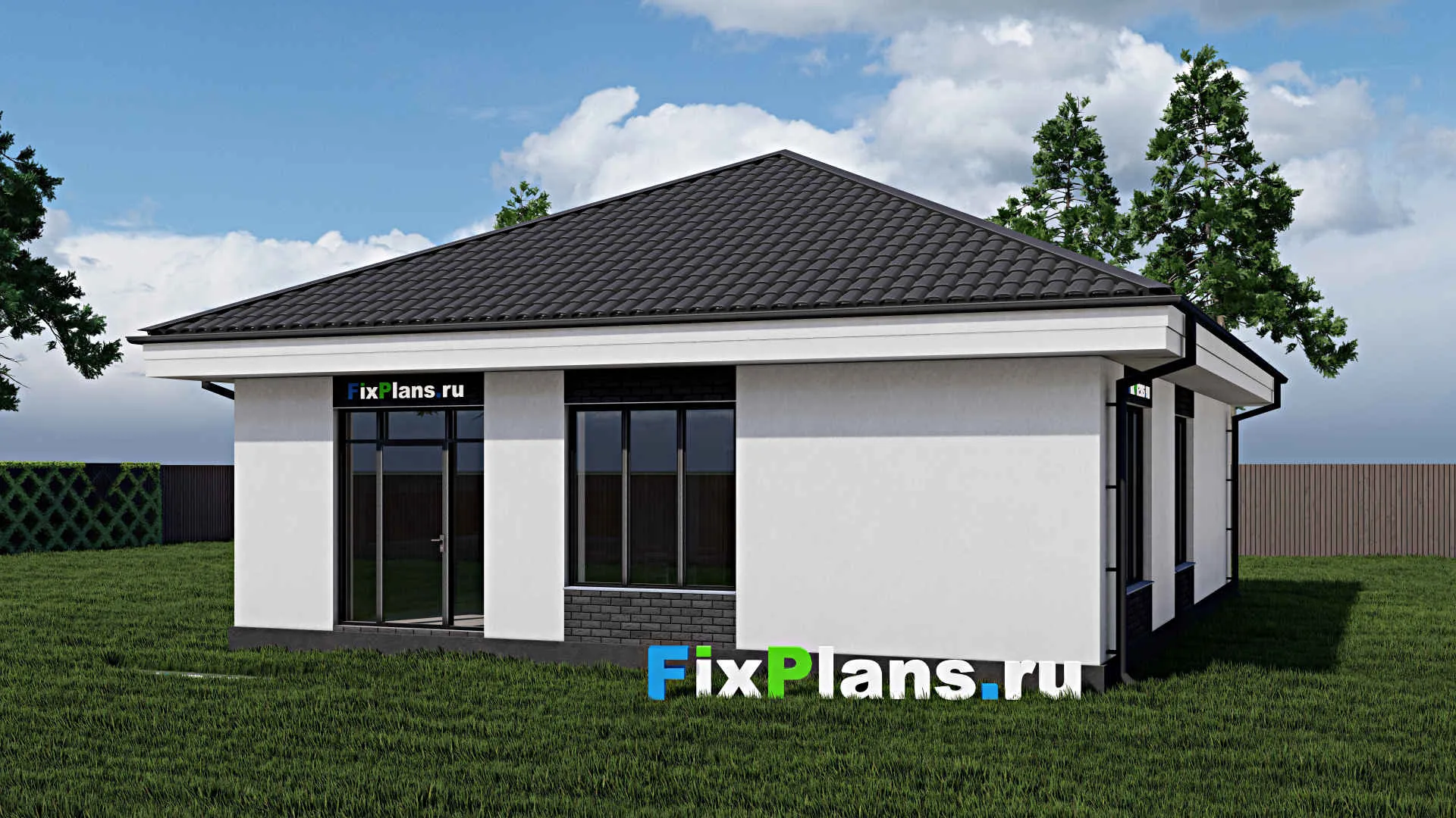 F-0773 - Проект одноэтажного дома 11 на 14, площадью 110 м² с 3 спальнями