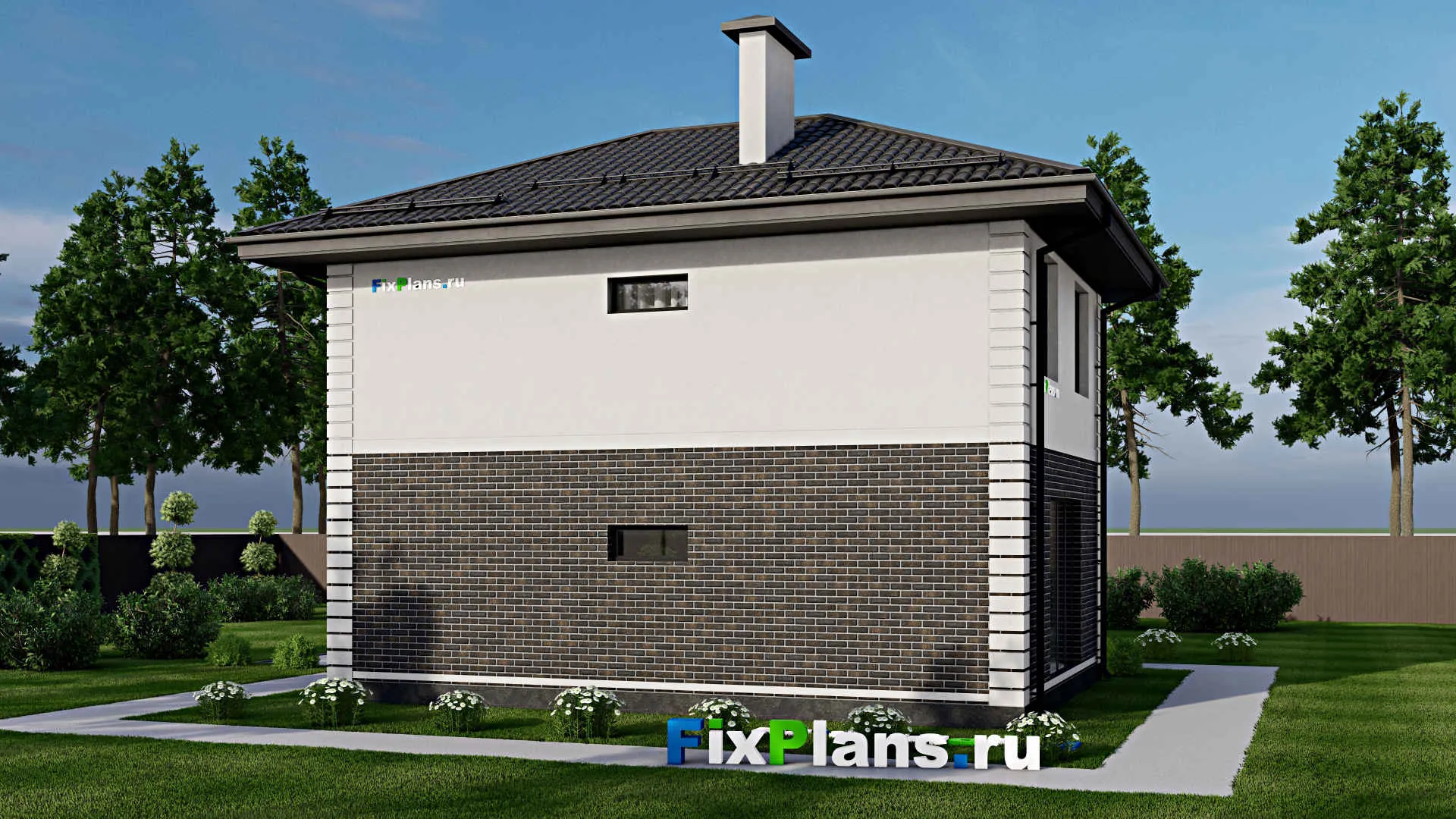 F-2870 - Проект двухэтажного дома 8 на 11, площадью 110 м² с балконом и 4 спальнями