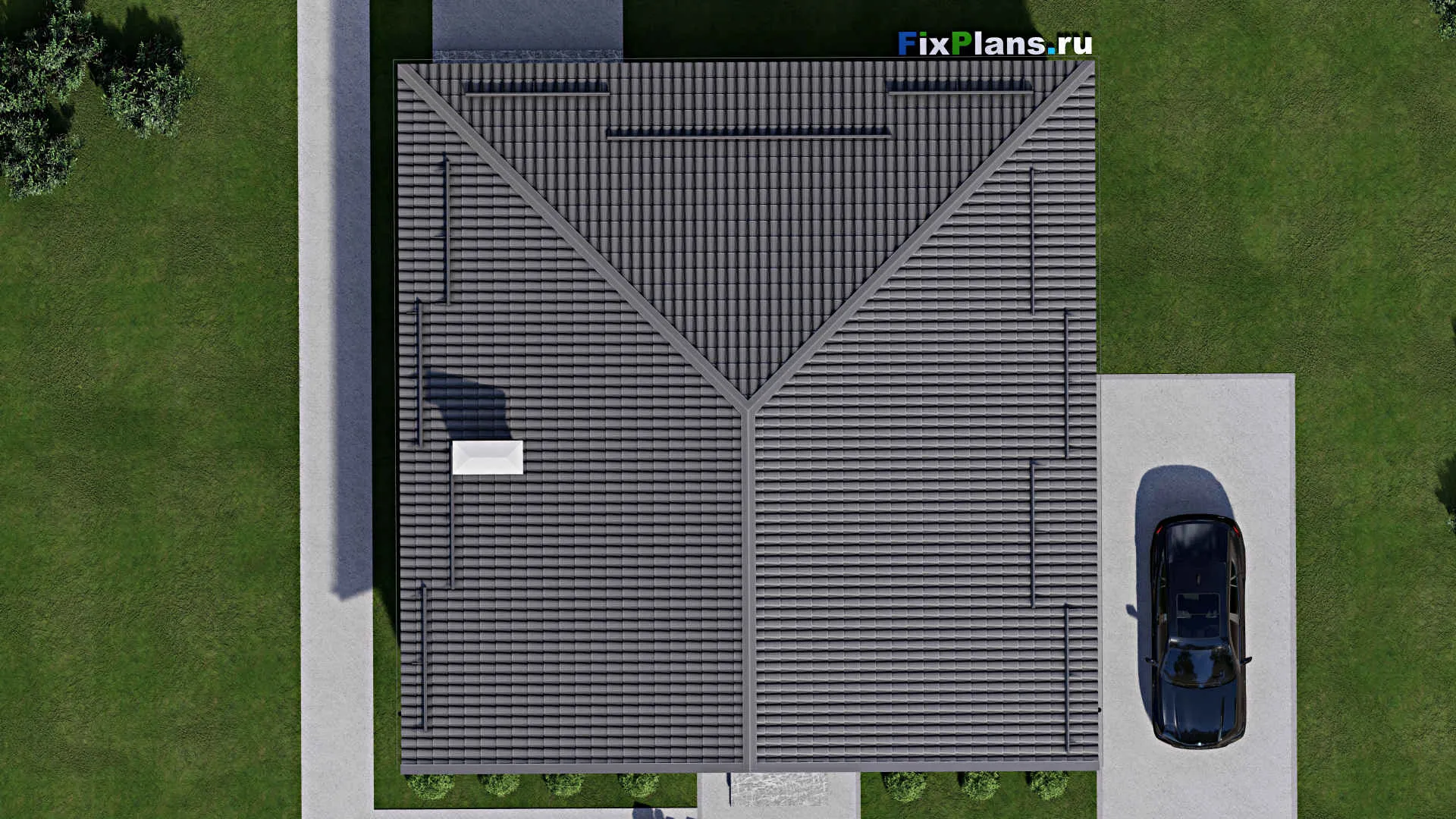 F-2654 - План одноэтажного дома 13 на 14, площадью 140 м² с террасой и 3 спальнями