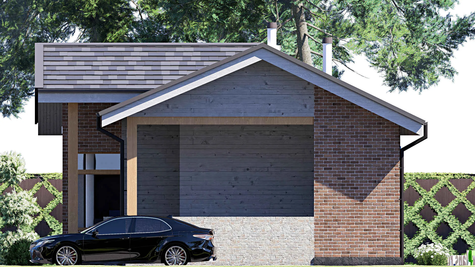 F-20870 - Проект бани 9 на 10, площадью 60 м² с комнатой отдыха и санузлом