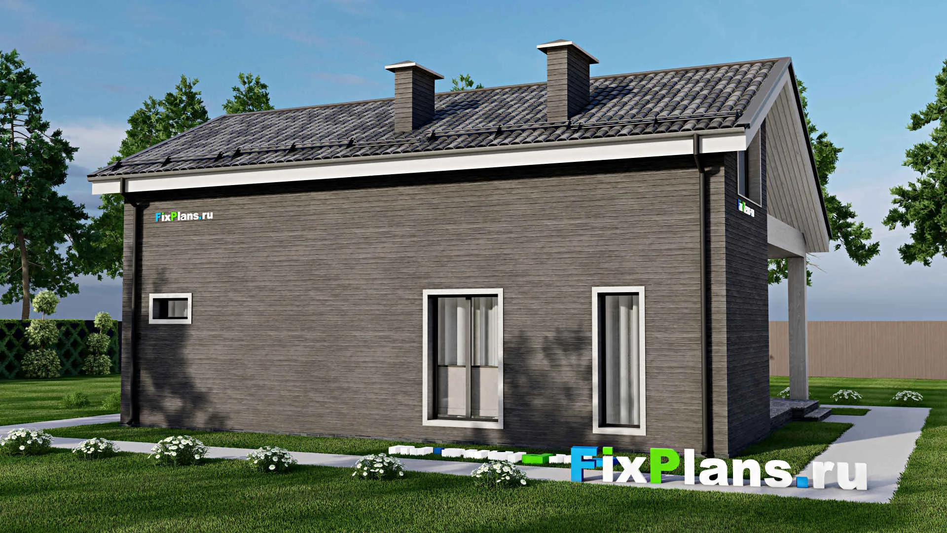 F-6623 - Проект дома с мансардой 11 на 14, площадью 180 м² с террасой и 3 спальнями