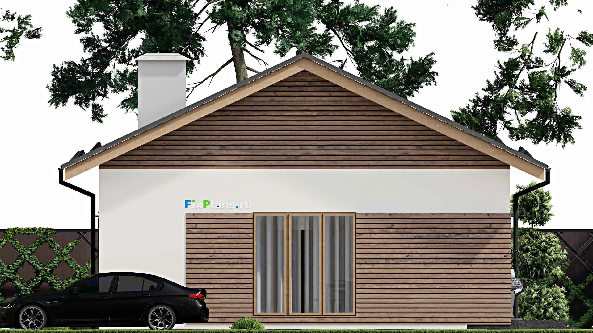 F-4265 - Проект одноэтажного дома 10 на 15, площадью 130 м² с террасой и 4 спальнями