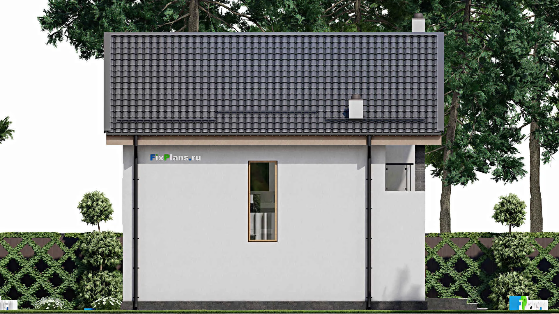 F-4022 - Проект дома с мансардой 10 на 10, площадью 130 м² с балконом и 4 спальнями