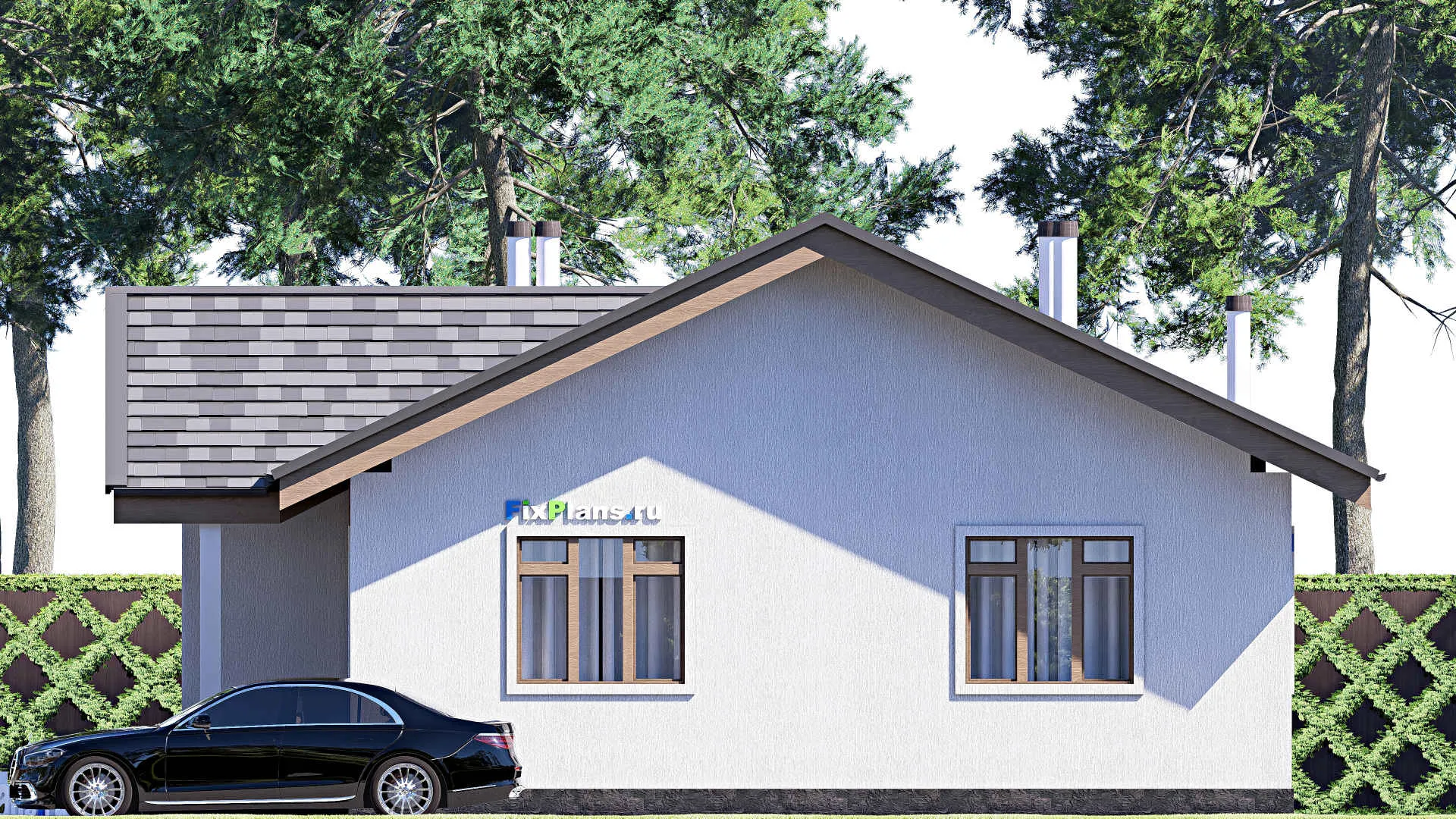 F-19160 - План одноэтажного дома 11 на 14, площадью 120 м² с 3 спальнями