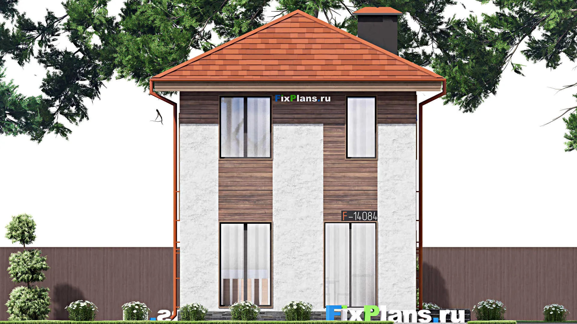 F-14084 - Планы двухэтажного дома 8 на 11, площадью 110 м² с 3 спальнями