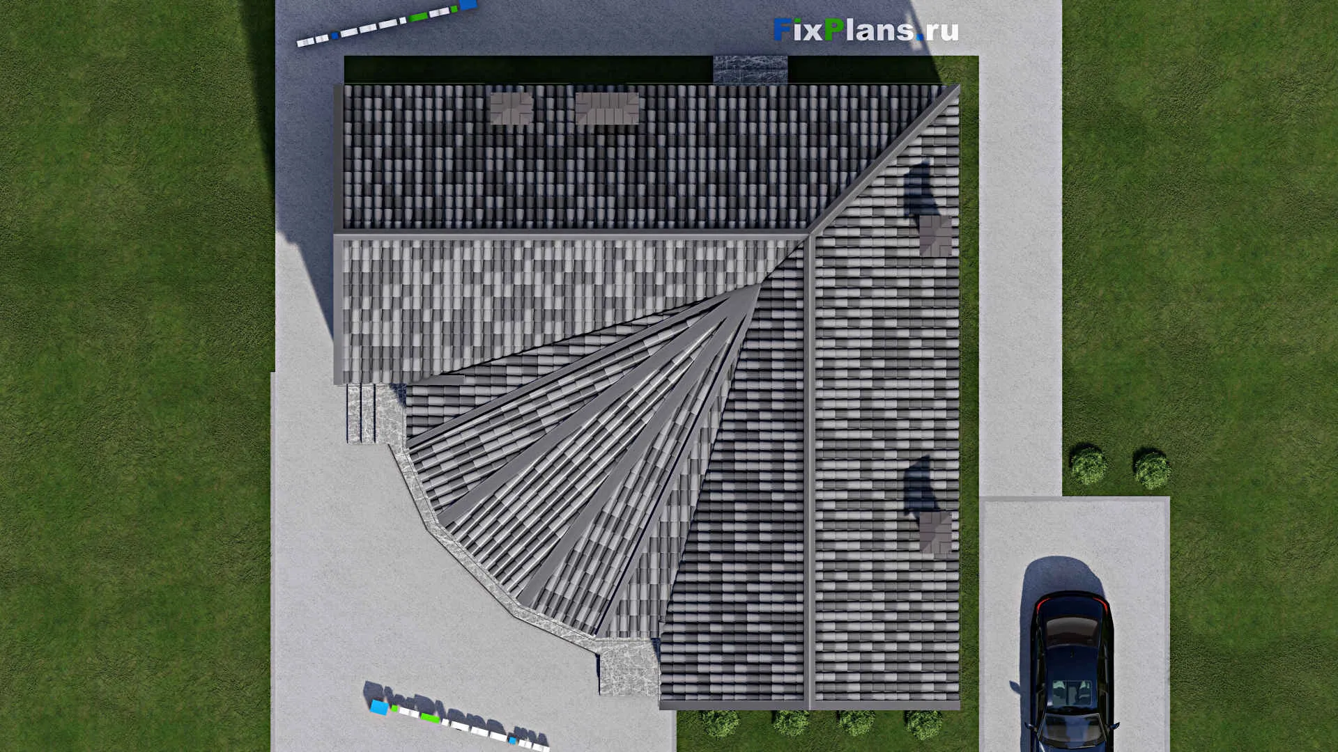 F-12293 - Проект одноэтажного дома 14 на 14, площадью 130 м² с 2 спальнями