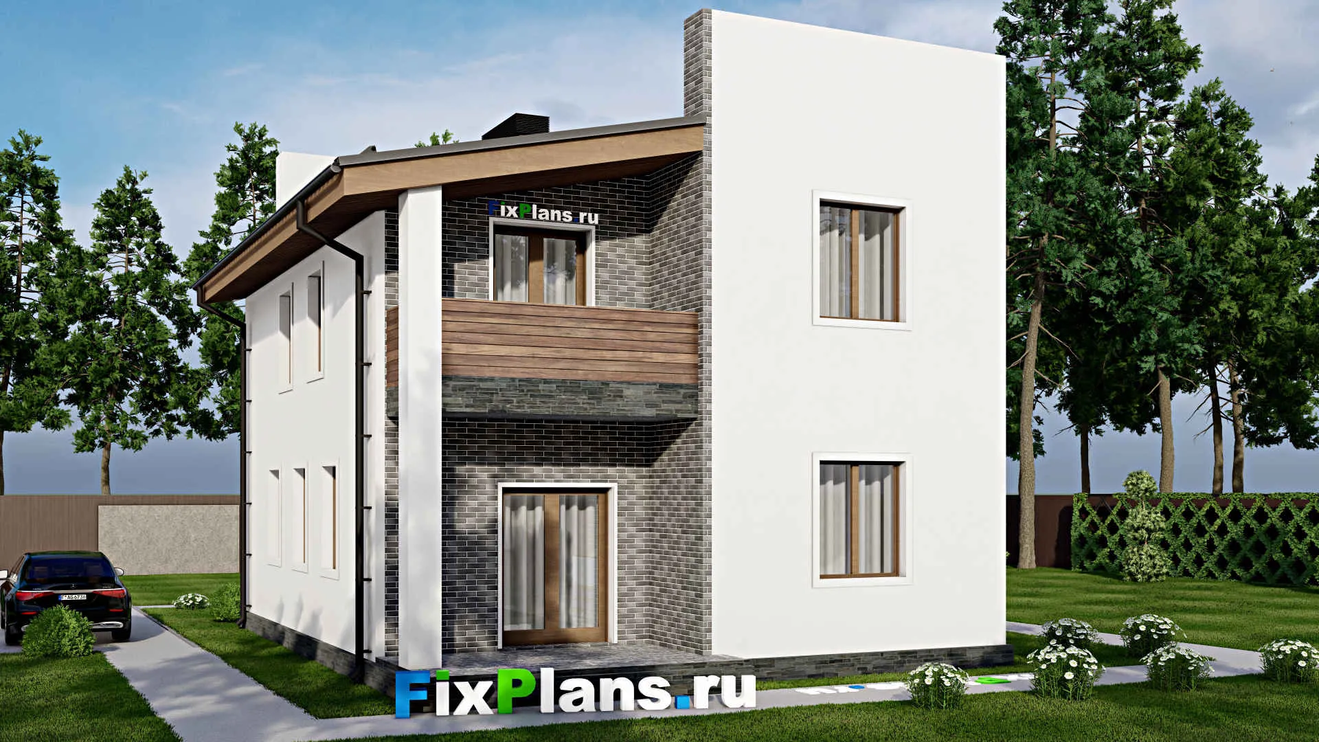 F-9728 - Проект дома с мансардой 11 на 12, площадью 130 м² с террасой, балконом и 3 спальнями